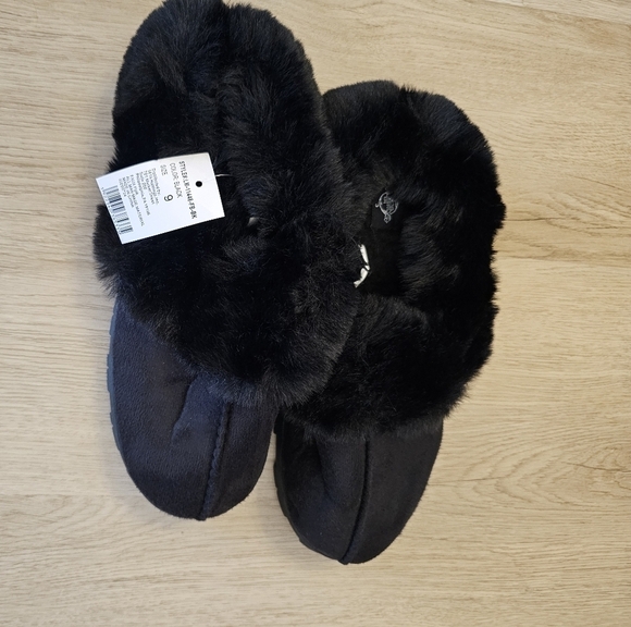 NWT Soul Mates Faux Fur Slippers. SIZE 9. Black - Picture 2 of 9